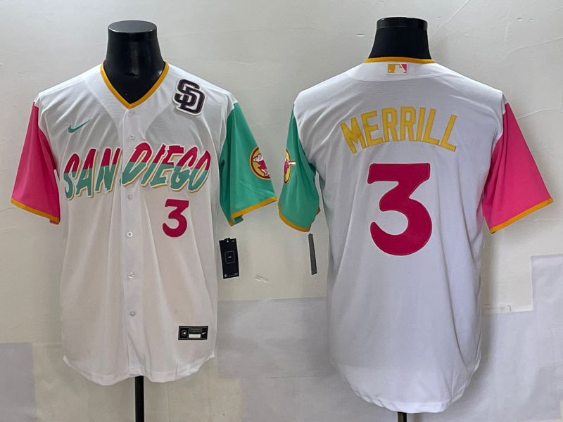 Men 2025 San Diego Padres #3 Merrill White City edition Nike MLB Jersey style 5->san diego padres->MLB Jersey